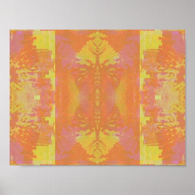 Póster Abstrato em laranja e amarelo (Frente)