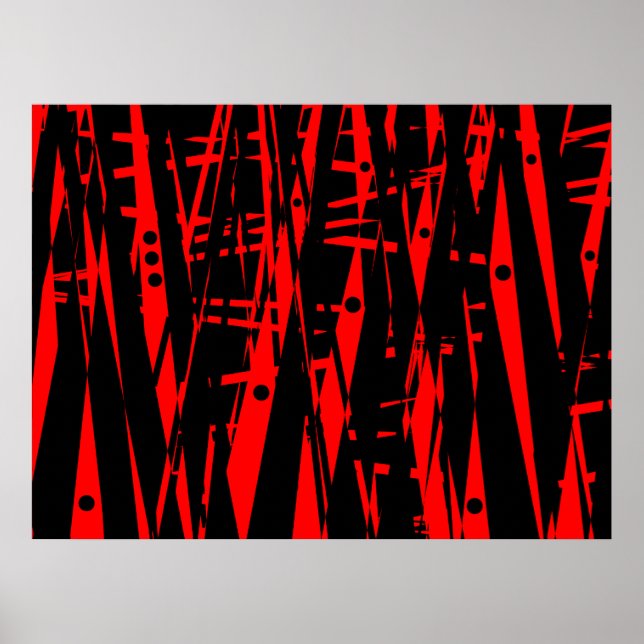 Poster Abstrato em vermelho e preto (Frente)