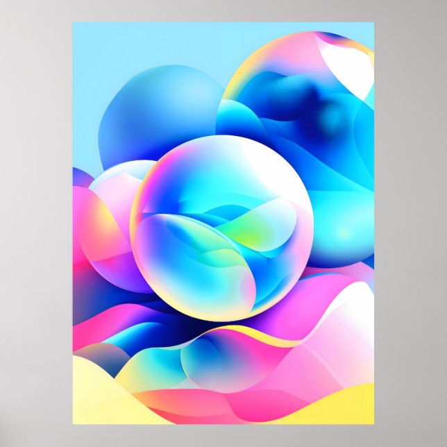 Poster Abstrato esferas: Design de Arte Moderna Colorida (Frente)