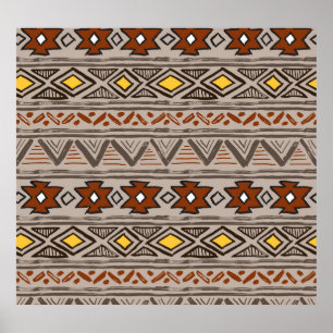 Poster Abstrato étnica: padrão desenhado à mão