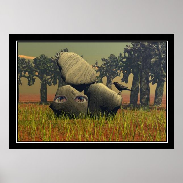 Póster Abstrato Eyes dentro rock (Frente)