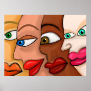 Poster Abstrato Faces