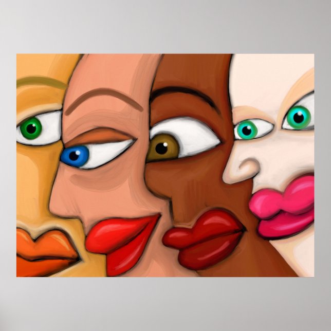 Poster Abstrato Faces (Frente)