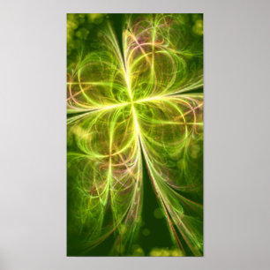 Poster Abstrato Fantasia Quatro Deixa O Penteado Verde Am