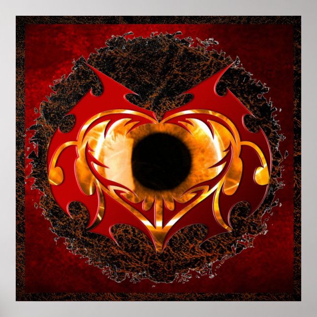 Poster Abstrato Fire Heart Eye (Frente)