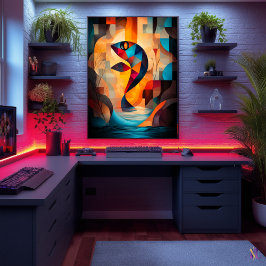 Poster Abstrato Fish Art - Geométrico Nature Design in Vi