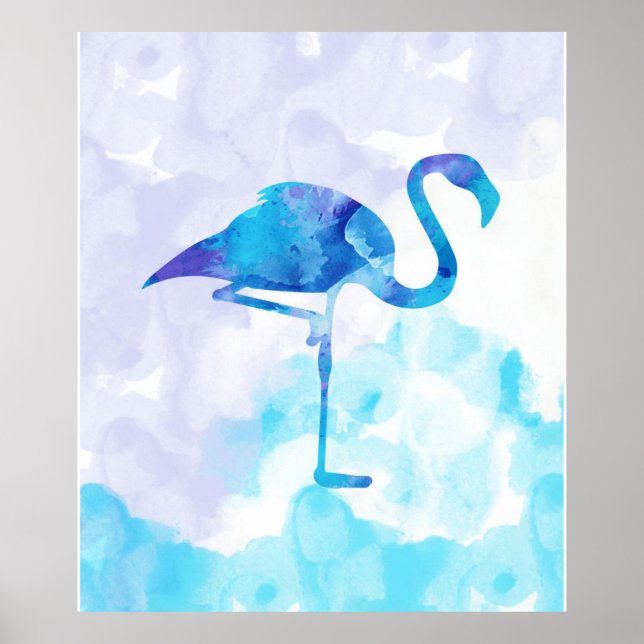 Poster Abstrato Flamingo Flamingo de Aquarela (Frente)