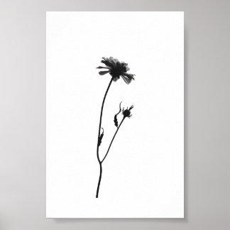 Poster Abstrato Flor de Tinta Minimalista Arte Floral a P