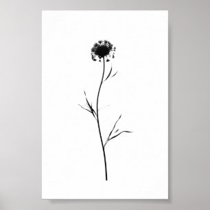 Poster Abstrato Flor de Tinta Minimalista Arte Floral a P