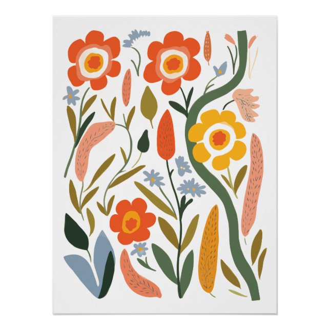 Póster Abstrato Floral Art (Frente)