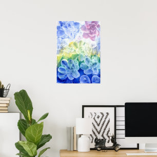 Poster Abstrato Floral em Pastel Pintado à Mão em Gouache