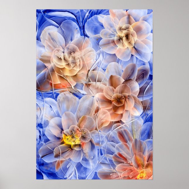 Poster Abstrato Floral Pintado à Mão Premiado (Frente)