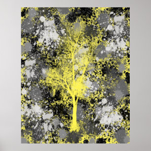 Poster Abstrato Floral Preto