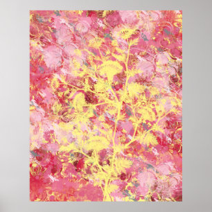 Poster Abstrato Floral Rosa