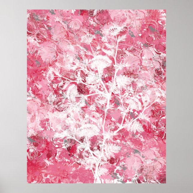 Poster Abstrato Floral Rosa (Frente)