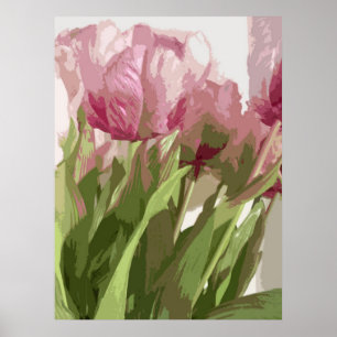 Poster Abstrato Floral - Tulipas Rosa 4