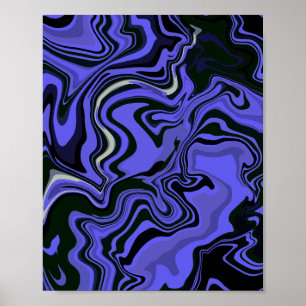 Poster Abstrato Fluid Art in Royal Blue e Black