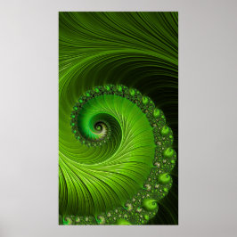 Poster Abstrato Fractal Clássico Primavera Verde Espiral