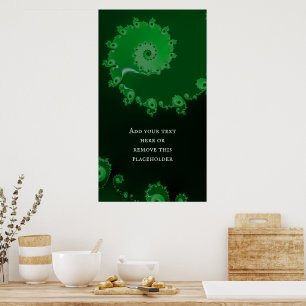 Poster Abstrato Fractal Espiral Verde com Cotação Persona