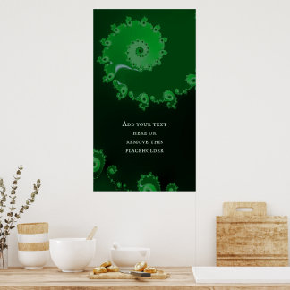 Poster Abstrato Fractal Espiral Verde com Cotação Persona