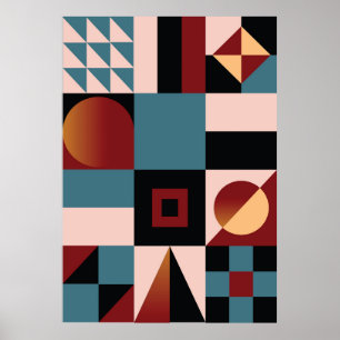 Poster Abstrato, fundo geométrico, colorido, perspectiva