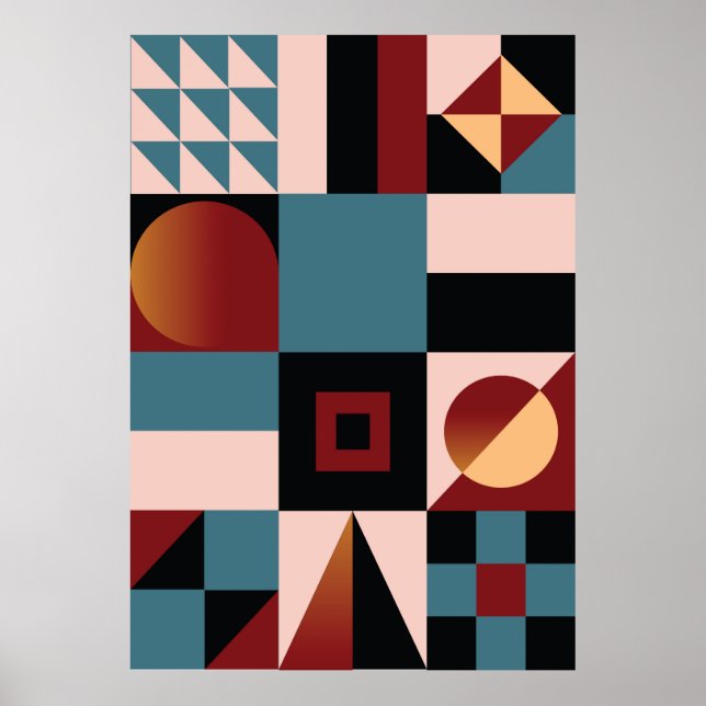 Poster Abstrato, fundo geométrico, colorido, perspectiva (Frente)