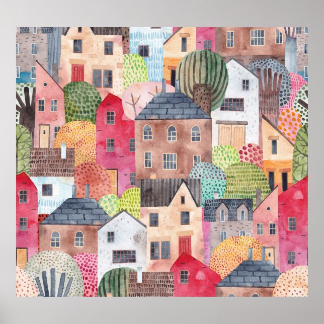 Poster Abstrato: Fundo Sem Costura De Aquarela. (Frente)