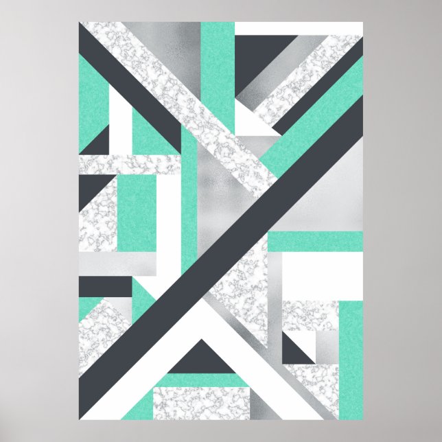 Poster Abstrato Geo - Marble & Mint (Frente)
