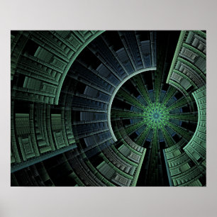 Póster Abstrato Geométrica de Pod Verde Cósmico