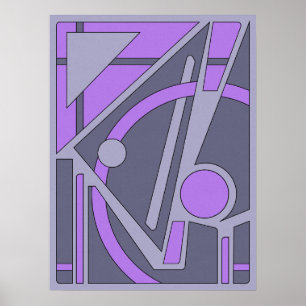 Poster Abstrato geométrica na Lavanda e na Cinza
