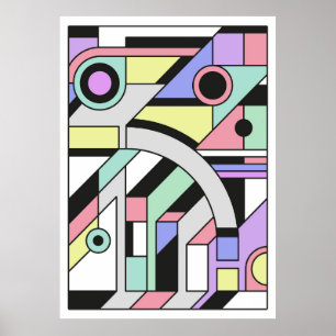 Poster Abstrato geométrica trabalho de arte em estilo cu