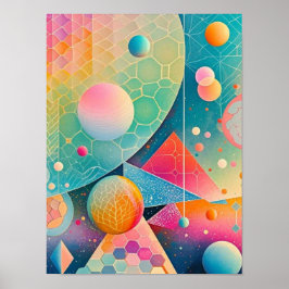 Poster Abstrato geométrica vibrante e branca