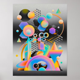 Poster Abstrato geométrica vibrante e branca