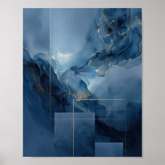 Poster Abstrato Geométrico Azul Névoa Azul Turquesa Enqua
