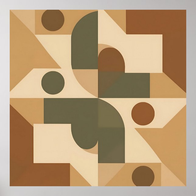 Poster Abstrato Geométrico Boho Terroso (Frente)
