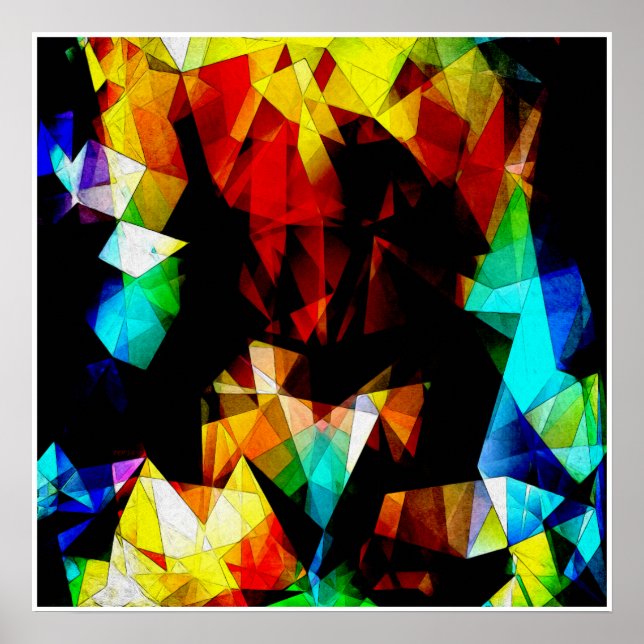 Póster Abstrato Geométrico brilhante (Frente)