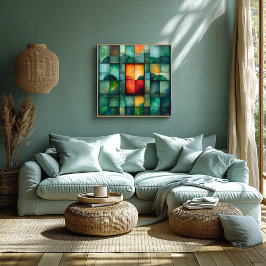 Póster Abstrato Geométrico Color Block Art - Moderno
