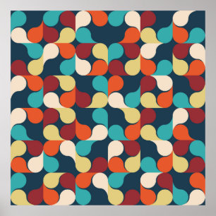 Poster Abstrato Geométrico com folhas, gotas. Col