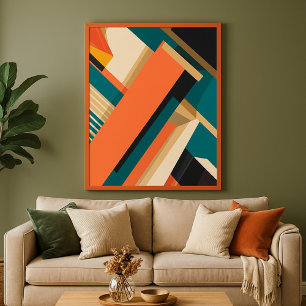 Poster Abstrato geométrico com Laranja e Teto Profundo