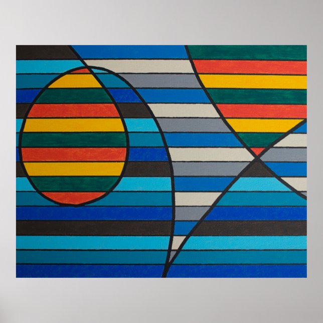 Poster Abstrato Geométrico com Listras e Formas Ousadas (Frente)