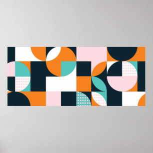 Poster Abstrato geométrico com quadrados, triângulo