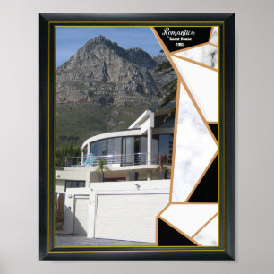 Poster Abstrato Geométrico Dourado Preto