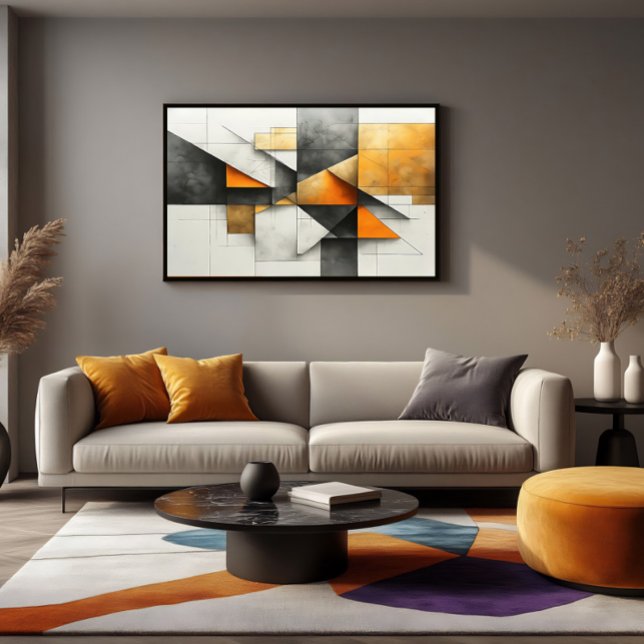 Poster Abstrato Geométrico Industrial Laranja Dourado Cin (Criador carregado)