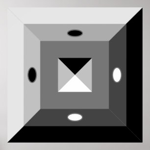 Poster Abstrato Geométrico Moderno Preto, Cinza e Branco