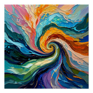 Póster Abstrato giratório colorido: Arte dinâmica do espe
