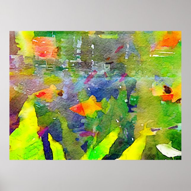 Póster Abstrato Goldfish Fish Bowlar Aquarium Aquarium Co (Frente)