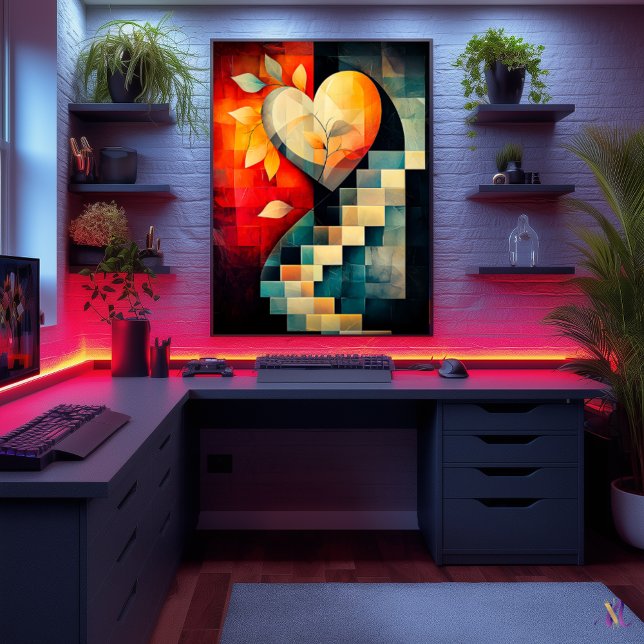 Poster Abstrato Heart Art - Geométrico Love Design (Criador carregado)