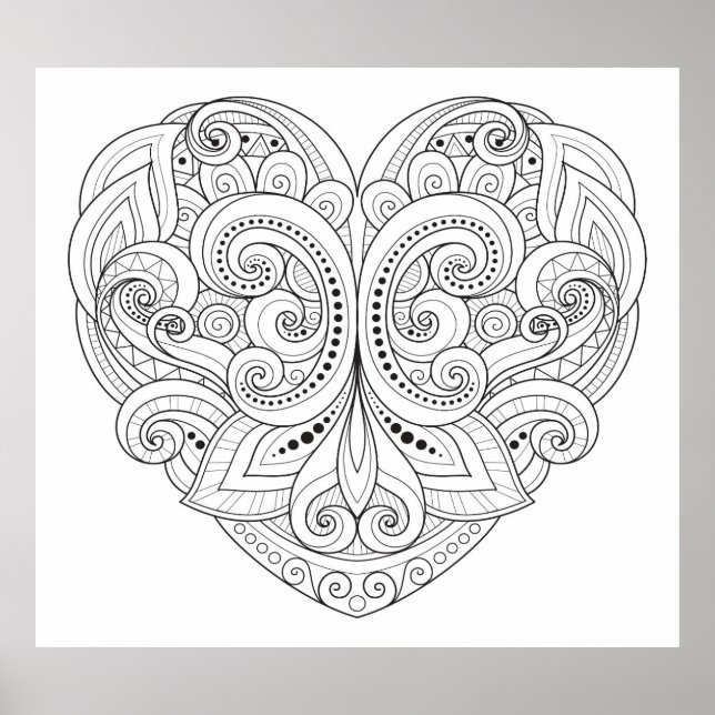 Póster Abstrato Heart Doodle 2 (Frente)