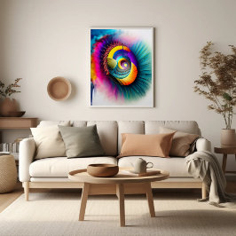 Poster Abstrato hipnótico visuais espirais Arco-Íris Visi