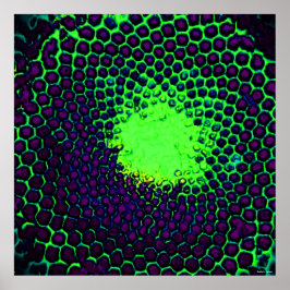 Póster Abstrato Honeycomb Design verde e roxo